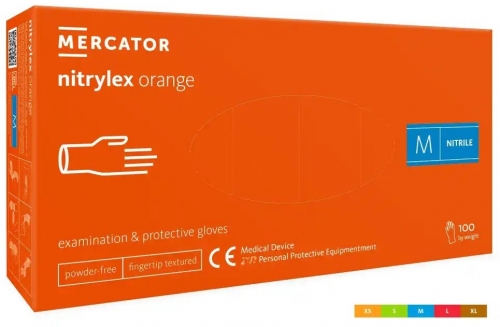 Manusi nitril nepudrate Nitrylex Mercator, 100 manusi/cutie, portocaliu 